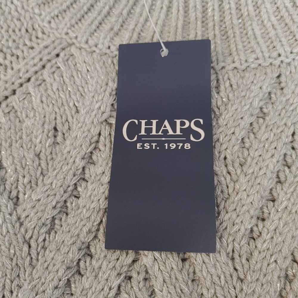 NWT GRAY CHAPS WOMEN'S CABLE KNIT SWEATER WITH SPARKLE - Picture 9 of 11